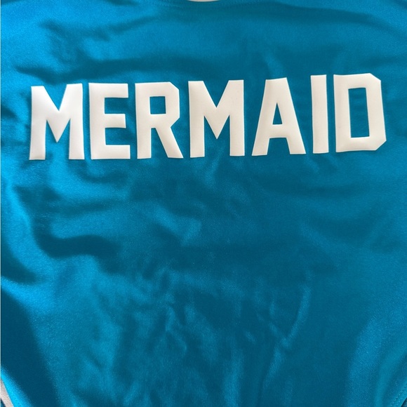 Private Party Mermaid One Piece Swimsuit Teal Blue Low Back - Picture 4 of 14